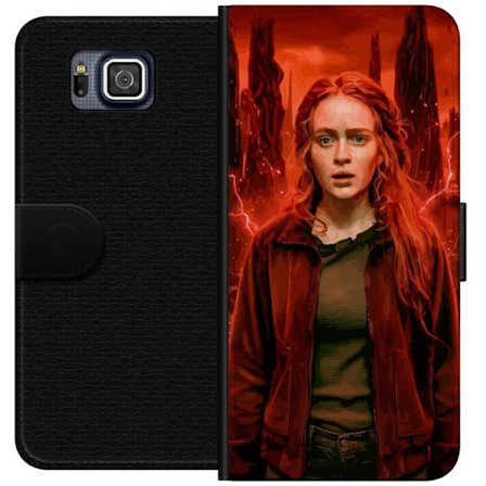 Kompatibelt Plånboksfodral till Samsung Samsung Galaxy Alpha Porträtt av en ung kvinna med rött hår i en apokalyptisk landskap, röda blixtar och