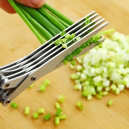 1 St, Køkken Saks I Rustfrit Stål, Multilags Grøntsagssaks, Purløgssaks Med 5 Blade, Multifunktionel Køkken Saks, Grøntsagssaks, Køkkenudstyr, 