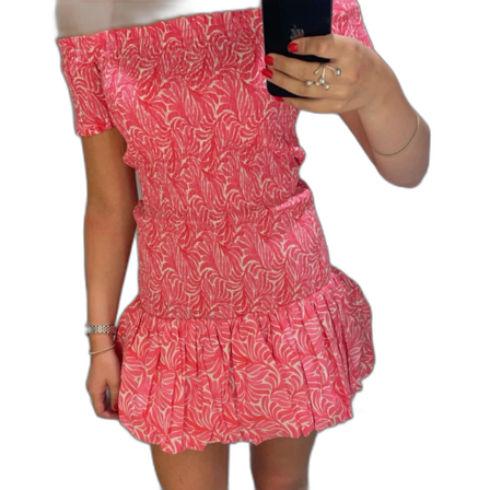 Rosa offshoulder kortklänning