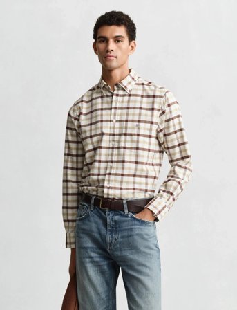 GANT Reg Oxford Check Shirt - Brown - XXXL