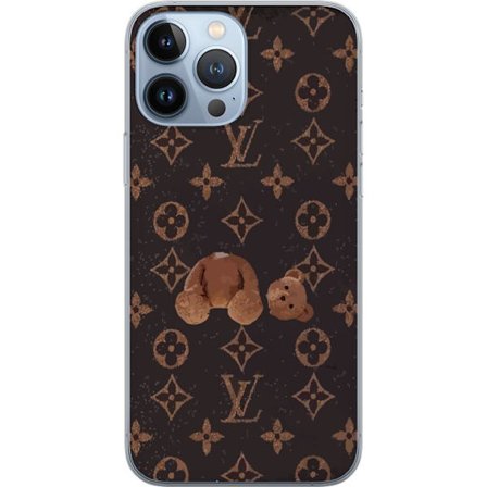 Kompatibel Mobilcover til Apple Apple iPhone 13 Pro Max Luksuriøst monogrammønster med knust bamse i mørk modeæstetik