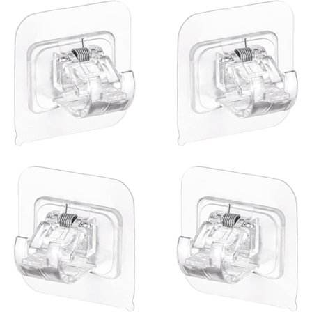 Gardinstångshållare utan borrning, självhäftande gardinkrokar väggmonterade handduksstångskrokar gardinfästning justerbar stånghållare utan spik för 