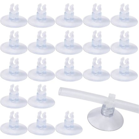 20 st klara akvariumsugkoppar, 5mm akvariumsugkoppar med rörhållarklämmor