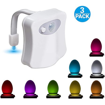 Toalett nattlampa 3pack Aktiverad LED-lampa 8 färger Ändrar toalettstol Nattlampa för badrum Batteri ingår ej Perfekt dekorationskombination