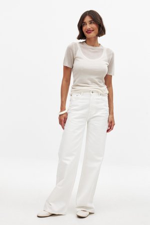 NA-KD Wide High Waist Jeans - Jeans med vide ben - Hvid - EU 32