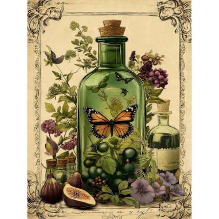 Vintage sommerfugl Diamant Kunst Sæt til Voksne, Blomst Diamant Maleri Sæt til Begyndere, Runde 5D DIY Diamant Prikker, Fuld Drill Maleri Hjem 