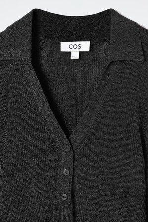COS Femme Polo Côtelé Scintillant in Noir
