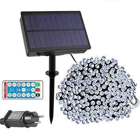 Solcelle-lysstreng 50m 400leds Fjernbetjening