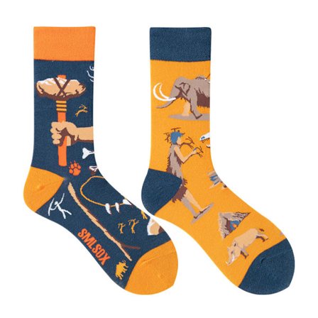 5 par Många stilar av AB-strumpor asymmetriska kreativa trendiga strumpor roliga par mandarinanka färgade mellanhöga strumpor