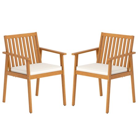 Sæt med udendørs spisestole, akacietræ, aftagelige hynder