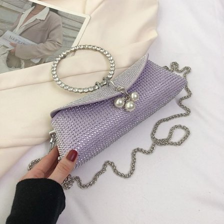 Clutch Taske Kæde Metal Ring Taske LILLA