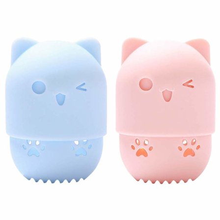 2 st skönhetssvampblandare behållare, (rosa/blå) makeup svamp