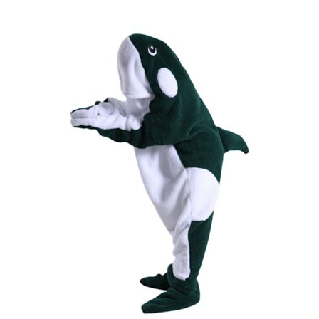 Hajformad sovsäck filt tecknad djur jumpsuit flanell herr och dam hem kläder haj pyjamas Dark green whale qd Dark green whale