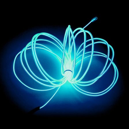 Isblå EL-lyskæde, 5 m, med neonlys, bærbar, til fester, Halloween, jul