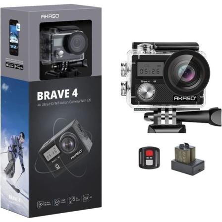 AKASO Brave 4 Vattentät 4K 16 miljoner pixlar sportkamera med extern mikrofon svart