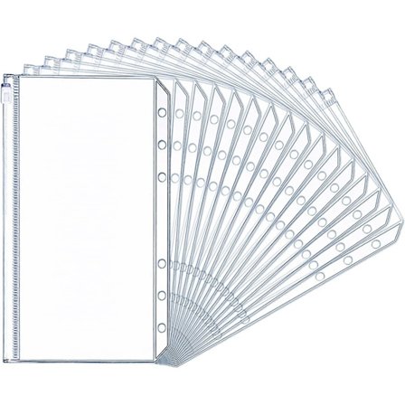 32 stk. A6 Ringbindslommer Plastlomme med lynlås A5 Budgetkuverter 6 Huller Lynlåslomme Ringbindslommer til dokumenter Kontanter Kreditkort Fotos 