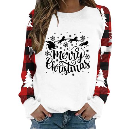 Printed Tröja För Kvinnor Med Brevtryckt Jultröja