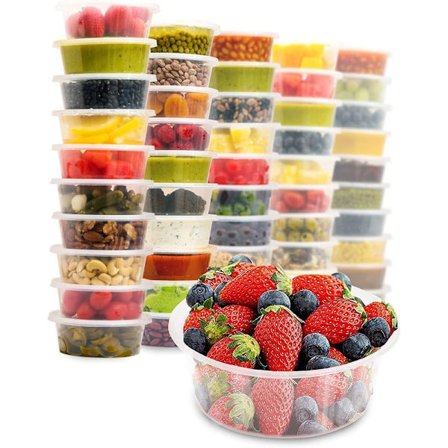 25-pack - 250 ml/8 oz runda stapelbara plastmatbehållare med lock