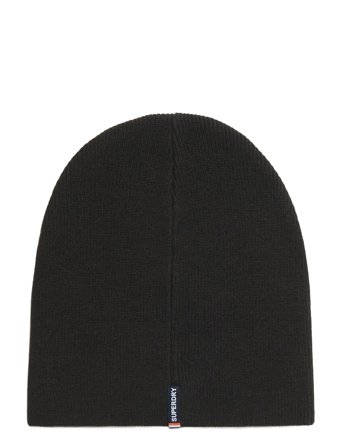 Essential Logo Knitted Beanie Black Superdry