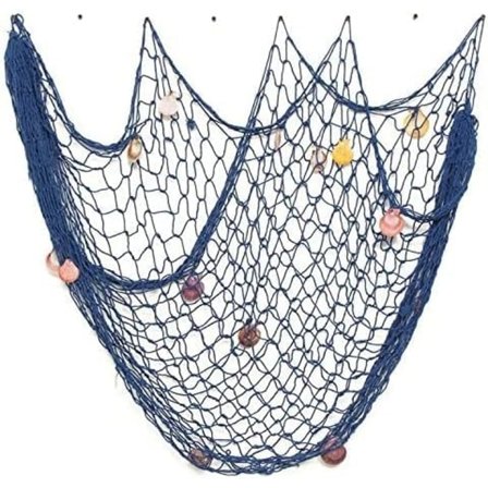 1 st blå, 1M x 2M dekorativt fiskenät, nautiskt medelhavs