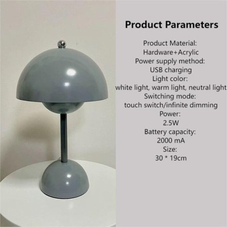 Svampelampe Natlys GRÅ