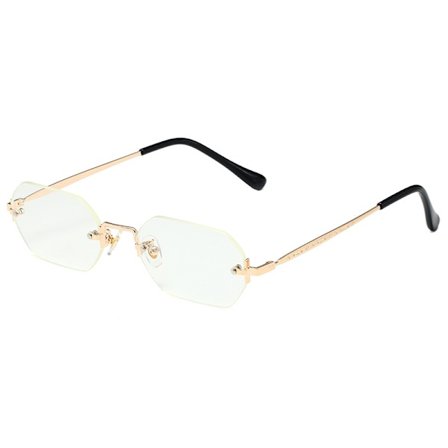 Retro Smala Ramlösa Solglasögon utan Ram Klar Glasögon Vintage Rektangulära Solglasögon för Kvinnor Män