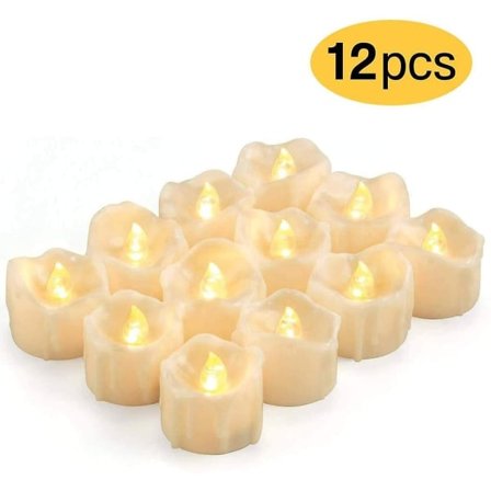 LED-timerlys, 12-pak LED-tealights flammefri lys med timer, flimrende tealight-lys