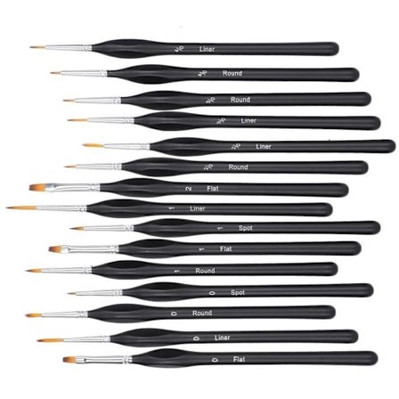 15 stk. miniature pensler til kunstmaling, efterbehandling, skalahåndværksmaling, akryl, olie, akvarel