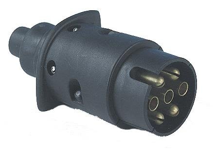 Gelia 80000355 Släpvagnskontakt hane, 7-pol makrolon, Anslutningsdon & kablar
