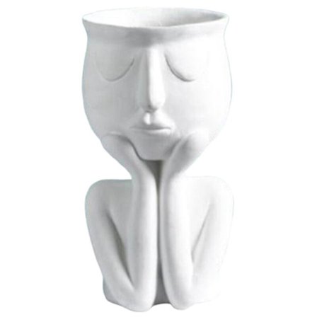 Hvit figurportrett blomsterpotte harpiks saftig plantepotte abstrakt ansikt blomsterpotte husholdningskontor