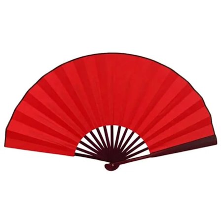Handfläkt - Enfärgad - Extra stor 33cm - Röd