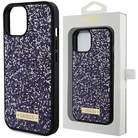 Guess Rhinestone Metal Logo beskyttelsesdeksel til iPhone 15 Pro Max - rosa