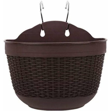 Selvvandende hængende blomsterpotte med vandreservoir til væg- eller havedekoration 25x16,5x15c, brun