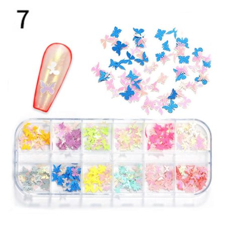 12 Ruudukkoa/Laatikko Värilliset Jouluperhoskuviot Puumassa Viipaleet Kynsitaidekoriste QinHai