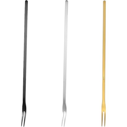 3 stk. små frugtgafler, 22 cm SUS 304 tommer rustfrit stål appetitvækkere gafler langt håndtag sylteagurk gaffel bærbar cocktail salat frugtgafler til