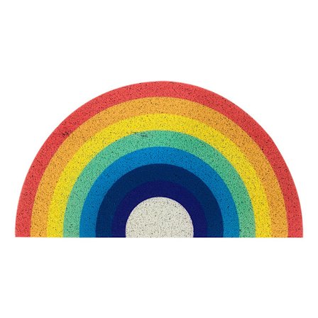 Stribet bademåtte i farver Halvrund Mikrofiber 40x80cm Skridsikker