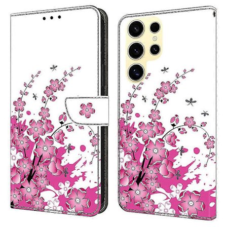 Kompatibel med Samsung Galaxy S25 Ultra Fodral PU Läder Plånbok Telefonfodral med Ställ Multicolored Flower Vine