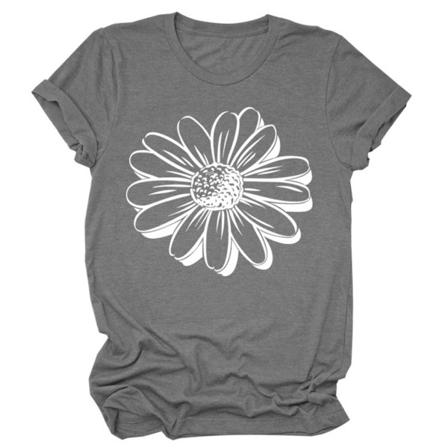 Dam T- Printed Casual Blus Kortärmad Topp,