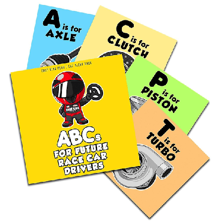 ABC-kirja tulevaisuuden kilpa-autonkuljettajille - Aakkoskirja, vauvan kirja, taaperon kirja, lasten kirja, 100% uusi