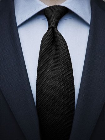 John Henric Men's Schwarze Grenadinekrawatte Size 7,5