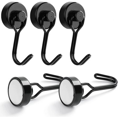 Magnetiske kroge, 5-pak, stærke magnetkroge 30 kg, neodym-magnetkroge til køleskab