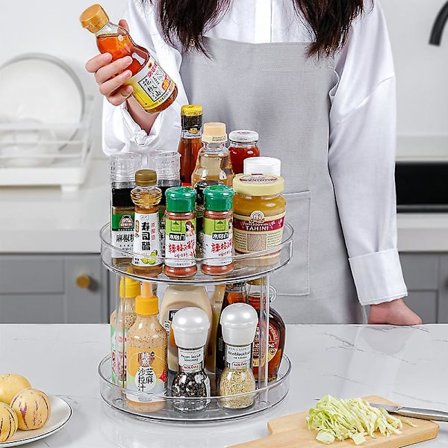 Roterande kryddhylla organiseringsbricka, tjock husdjursmaterial kosmetisk hylla, kryddhylla