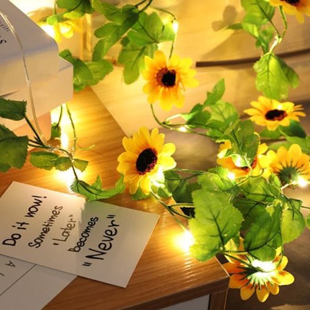 2/5/10M 20/50/100LED Solar/USB/Battery Powered Sunflower String Lights, Waterproof LED Fairy Lights for Garden & Patio
