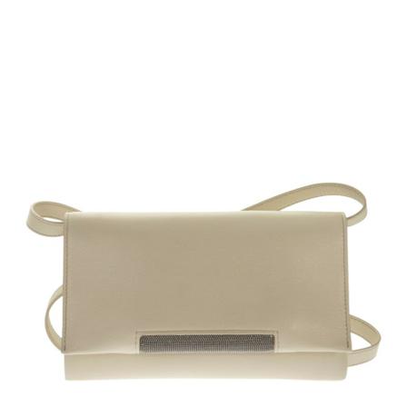 Brunello Cucinelli, Handbag with jewel detail Beżowy, Kobieta, Rozmiar: ONE Size