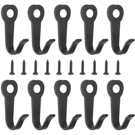 10 kpl musta ruuvattava seinään kiinnitettävä retro rauta naulakko Meta