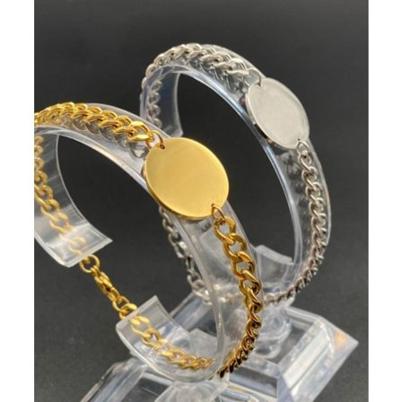 Rostfritt Stål Armband med Medaljong - 20,5 cm Längd, 2 x 2 cm Medaljong