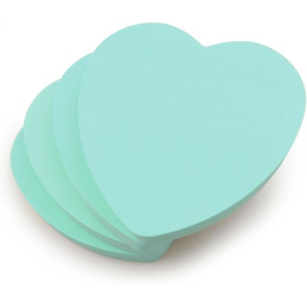4-pack Hjärtformade Självhäftande Anteckningsblock Pastell 100 Ark Per Block 7,6x7,6 cm Avtagbara Självhäftande Anteckningar blå