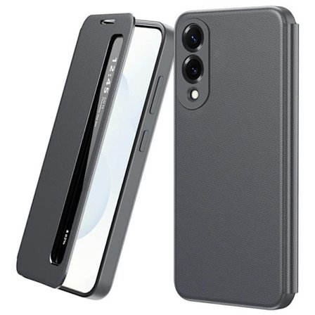 Mobilskal till Galaxy S25 Edge Smart View Window Läder - Grå