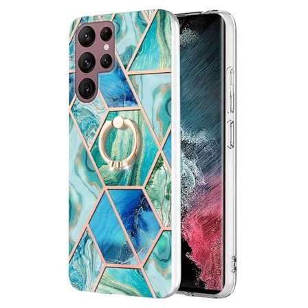 Marmormotiv Samsung Galaxy S22 Ultra skal - Grön