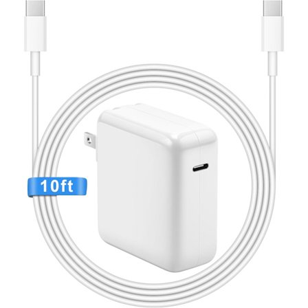 10FT Mac Book Pro Air Oplader, Langt Type C Opladerkabel med 118W 96W 87W 61W USB Type C(USB-C) Hurtig Strømadapter, Kompatibel med MacBook Air Pro